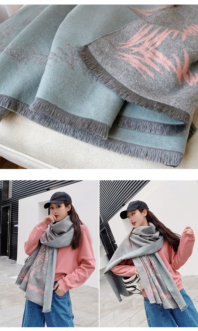 Korean Warmth Thick Imitative Cashmere Scarf display picture 13