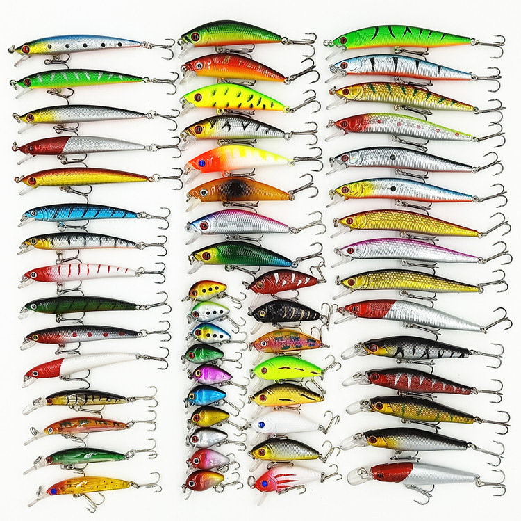 Minnow Fishing Lures Kit for Freshwater Bait Tackle Kit for Bass Trout Salmon Fishing Accessories Tackle Box