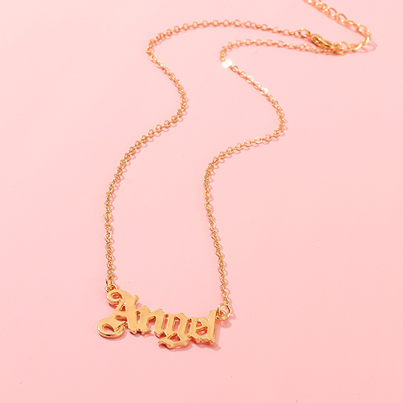 Fashion Simple Wind Letter Angel Necklace Popular Personality Angel Clavicle Chain display picture 3