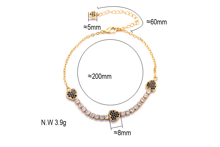 Wholesale Fashion Heart-shaped Zircon Bracelet display picture 1