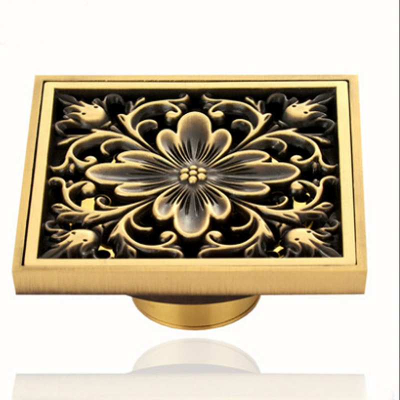 Трап в ванной комнате вся медь ванная комната антикварный резной слив в полу стиральная машина Ретро слив в полу дезодорант антиблокировочный слив в полу