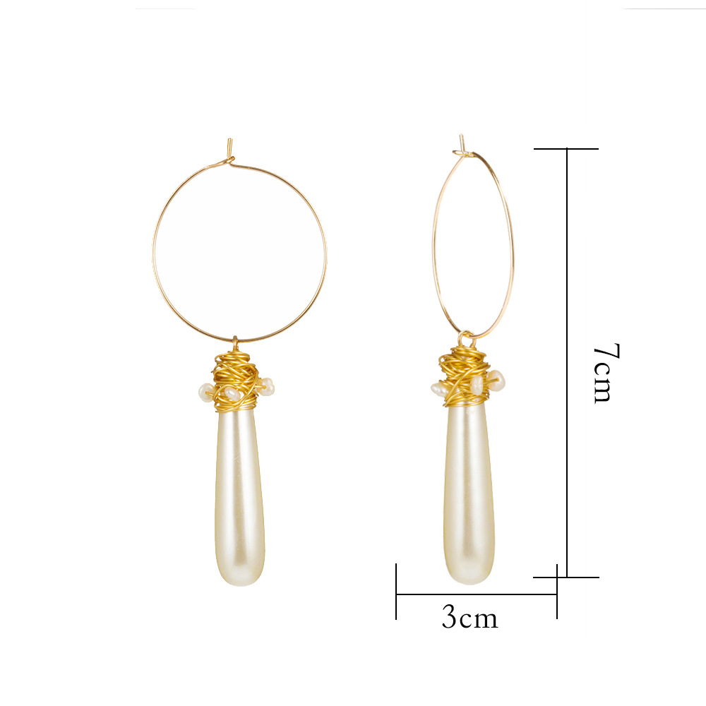 Korean Female Baroque Pearl Matte Gold Earrings Wholesale display picture 1