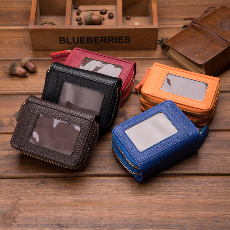 45g Weight Pu Leather Material Solid Color Pattern Unisex Gender Light Grey, Red, Blue, Black Color Korean New Simple Multi-card Position Ultra-thin Purse 8