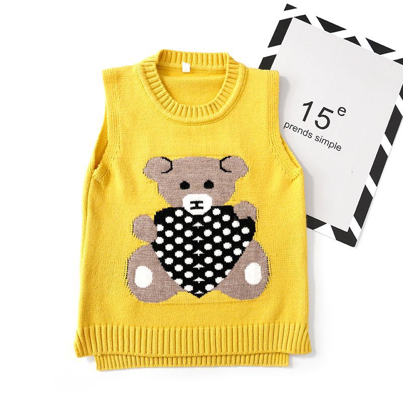 [Jin Yong oso] una pieza entrega oso chaleco de lana Chaleco de suéter para niños Chaleco de punto estudiante ropa para niños