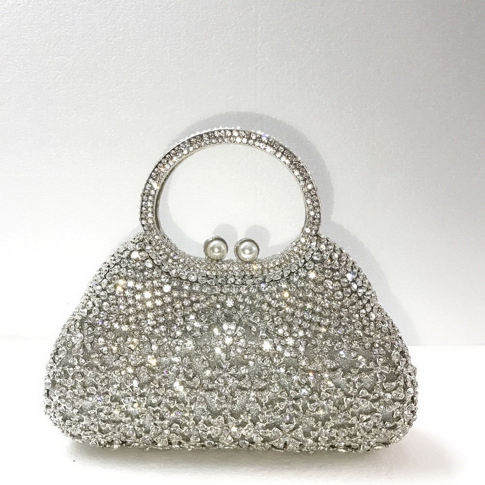 Túi clutch nữ đính kim cương giả dự tiệc cao cấp kích thước 23x12x6 cm — Màu đen chi tiết 29
