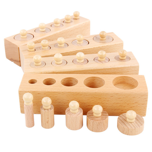 Montessori Professional Edition Socket Cylinder Monte Wood Kindergarten Special Teaching Aids Socket Cylinder Volume Block