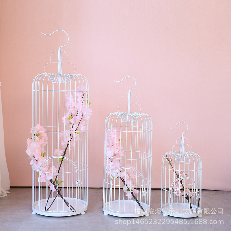 Nordic hierro decorativo jaula de pájaros boda decoración de la ventana de la boda de metal accesorios de fotografía simple jaula de pájaros de oro