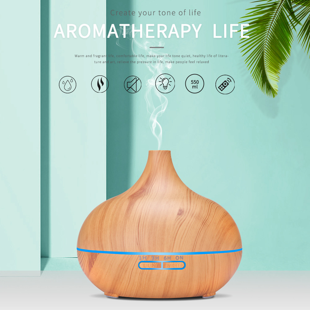 550ml Aroma Diffuser Wood Grain Colorful...