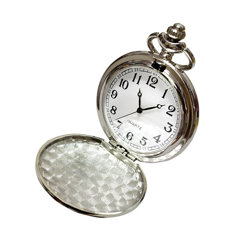 Manufacturer wholesale laser engraving LOGO flip pocket watch rotating chain watch double-sided smooth watch hollow waist watch