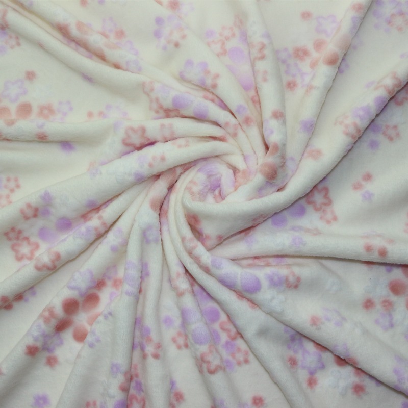 针织经编全涤印花烧花双面法莱绒烂花法兰绒布潮服装家纺浴袍面料