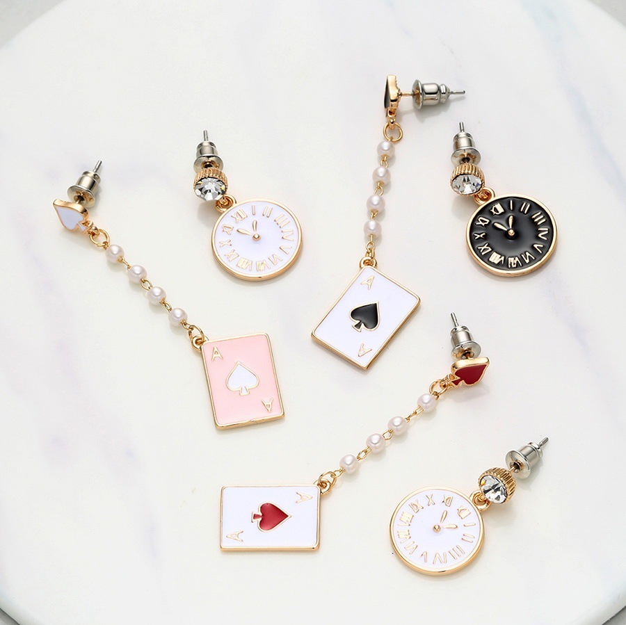Clock and Card Earrings