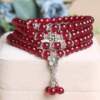 natural quality goods Red Garnet Bracelet lady Three times brave troops Lucky Transport agate Multi-turn Crystal Silver Hand string