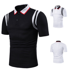 Short Sleeve T-shirt Pure Color Double Stripes Colour Matching 