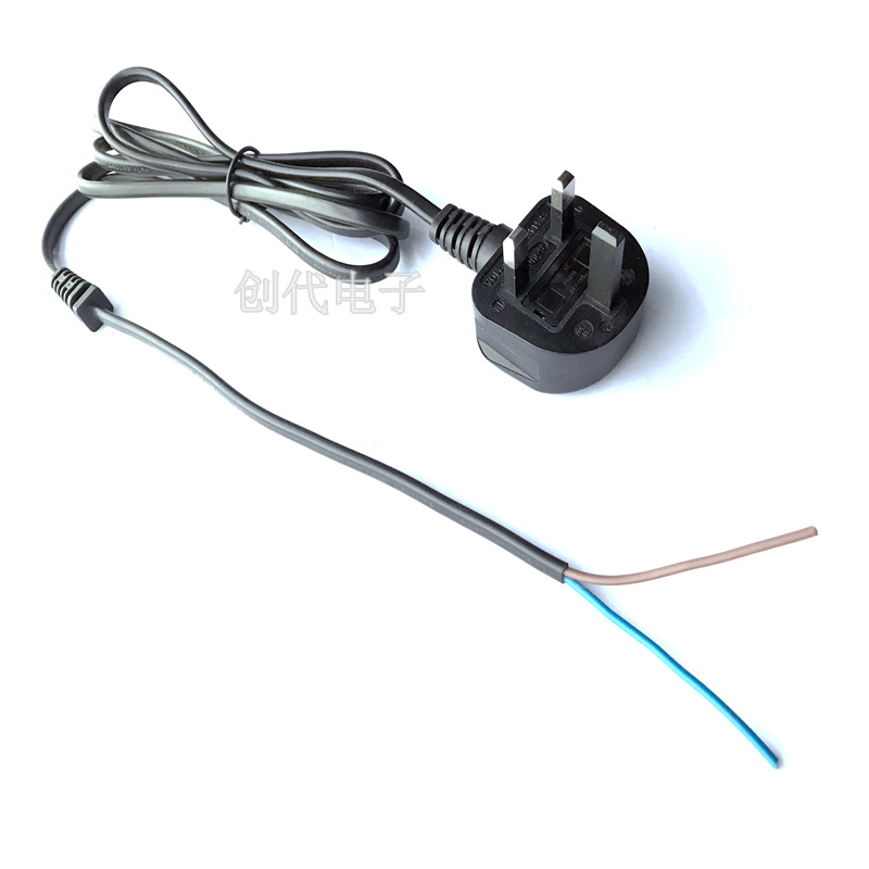 厂家现货 尾卡电源线 国标 欧规 英式2芯插头线带SR7*9卡扣电源线