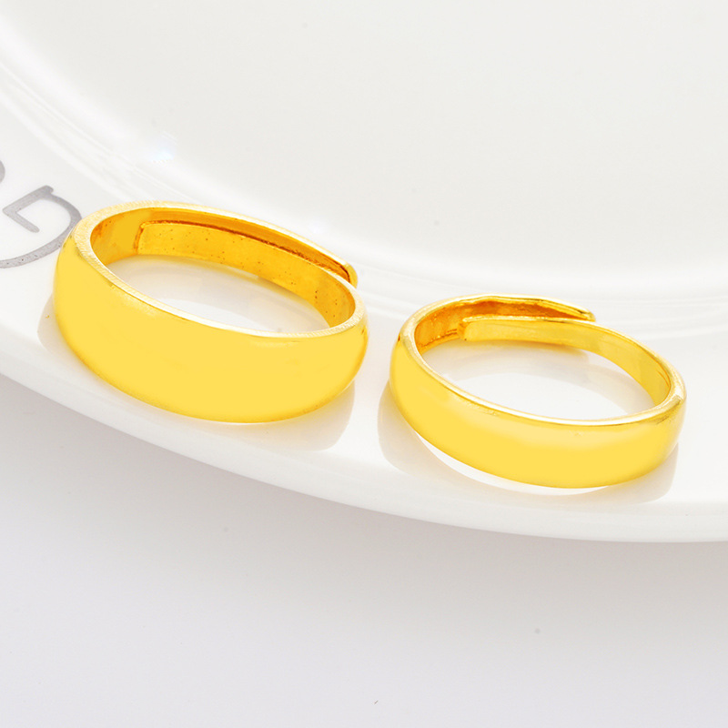 Engrosado imitación 999 oro Vietnam arena oro par brillante anillo abierto Chapado en latón 24K oro real hombres y mujeres anillo