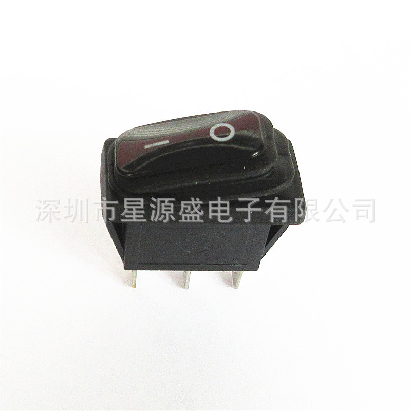 KCD3船型开关一体硅胶防水防尘开关黑色无灯2档3脚220V船型开关