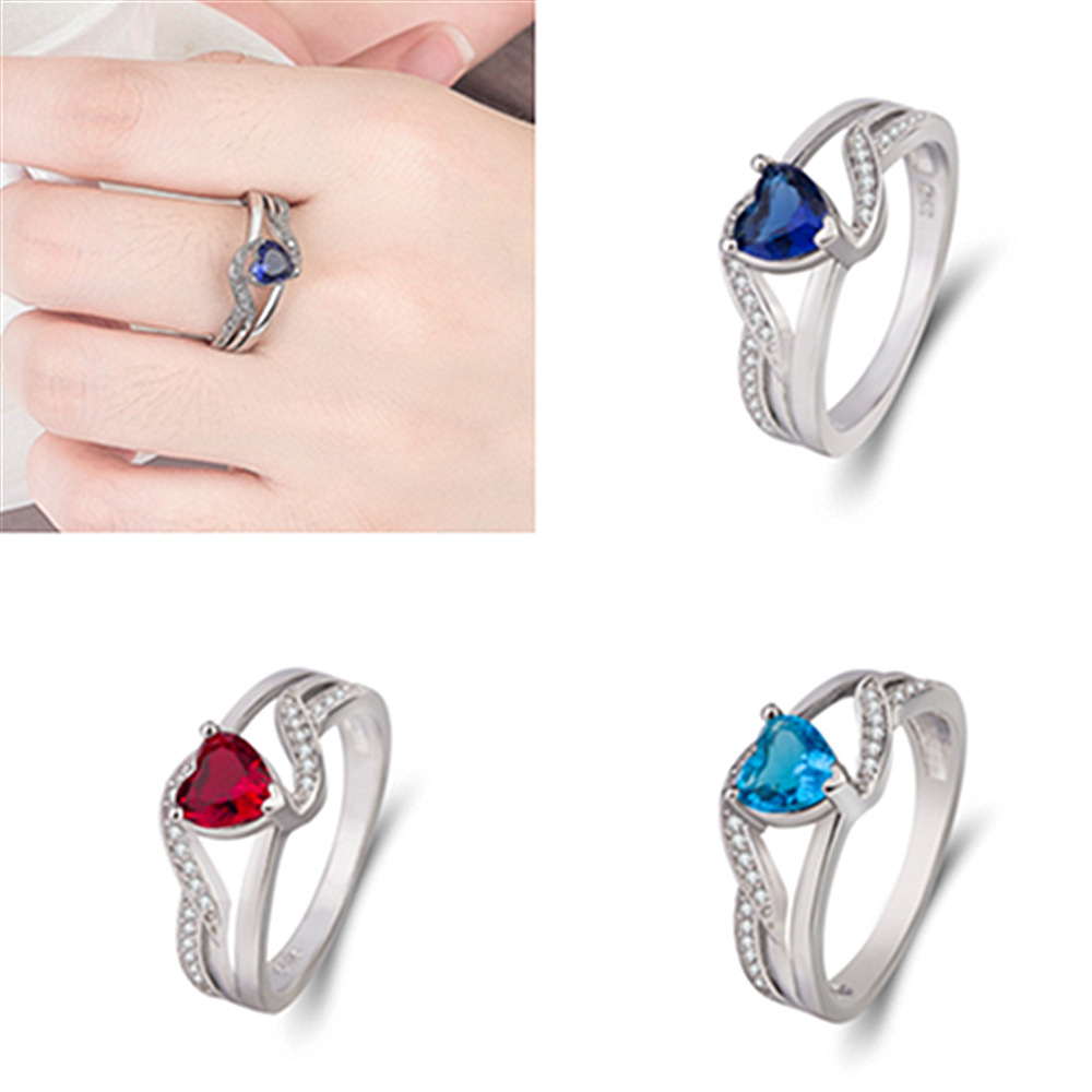 10g Weight Romantic Heart Shape Copper Inlay Zircon Rings