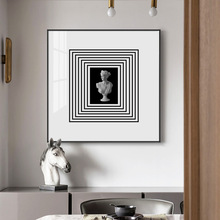 几何石膏人像后现代装饰画肖像油画纯手绘北欧餐厅挂画玄关抽象画