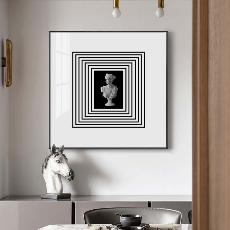 几何石膏人像后现代装饰画肖像油画纯手绘北欧餐厅挂画玄关抽象画