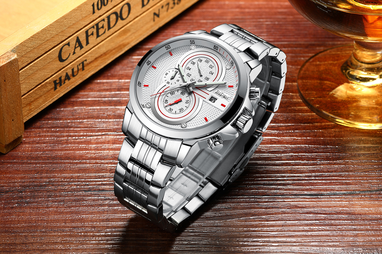 Watch with stainless steel strap