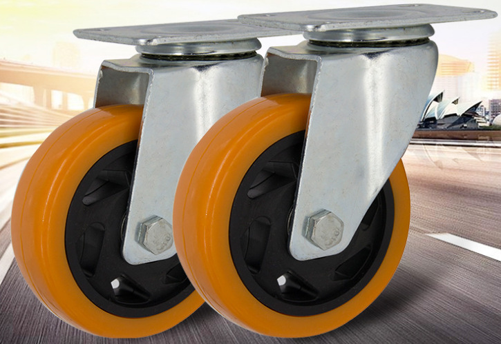3寸,4寸PVC脚轮万向轮 双轴承黄色中型脚轮 3寸4寸5寸聚氨酯轮子