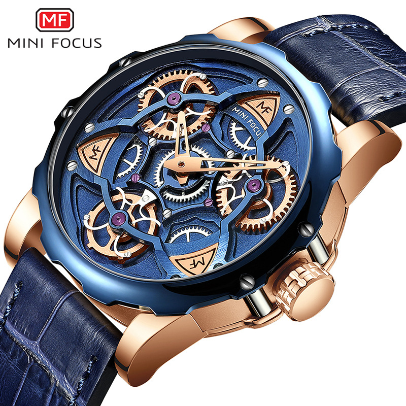 MINIFOCUS hombres casual cuarzo Correa reloj engranaje personalidad impermeable reloj MF0249G image 1