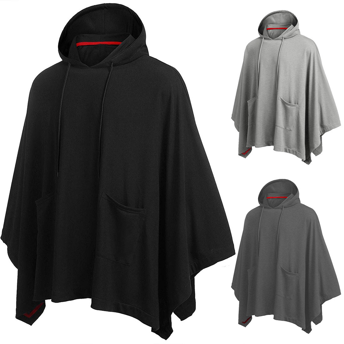 Spring 2020 new cross border men's wear large Amazon solid color foreign trade fashion European and American men's hooded cape