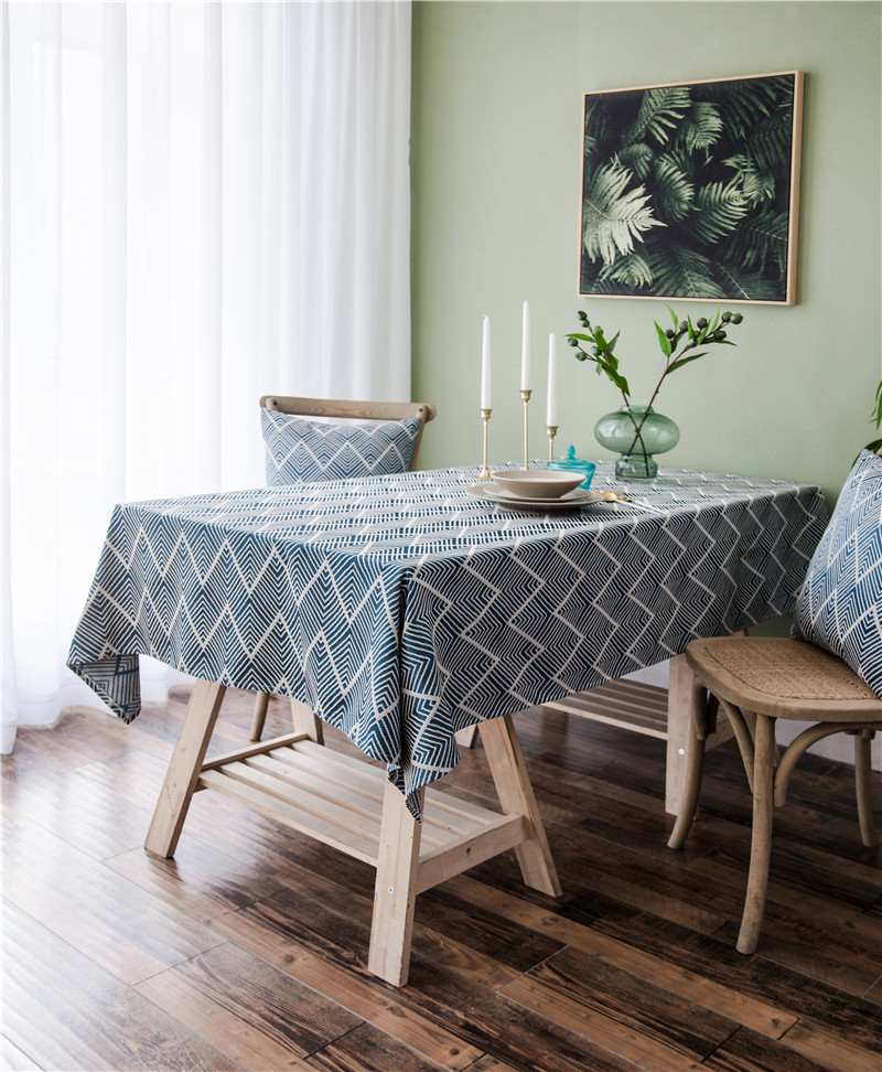 Waterproof Modern Minimalist Jacquard Wave Pattern Nordic Rectangular Coffee Table Dining Tablecloth Manufacturer_voghion.com