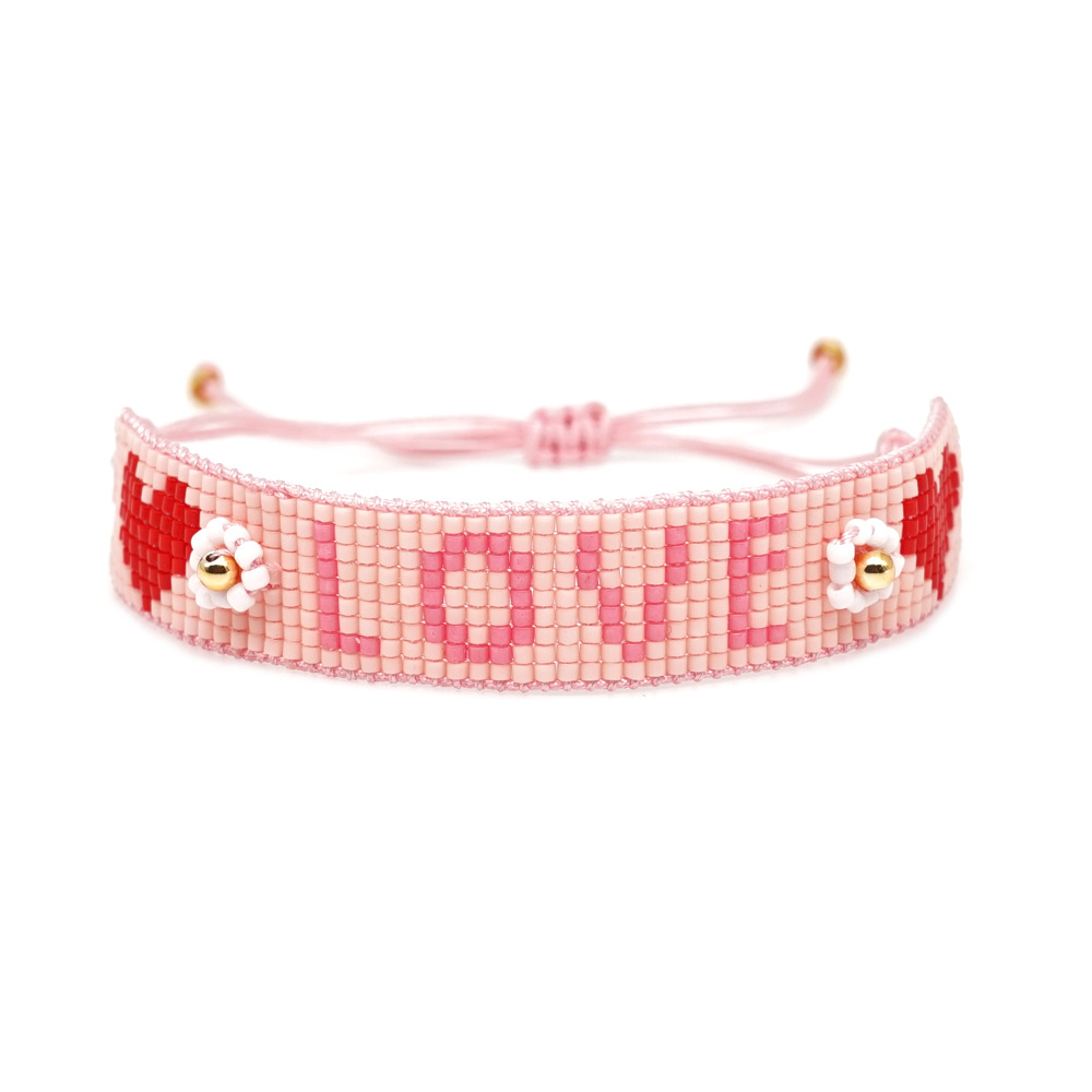 Miyuki Simple Female Bracelet Db Antique Rice Beads Woven Love Pattern Bracelet display picture 25