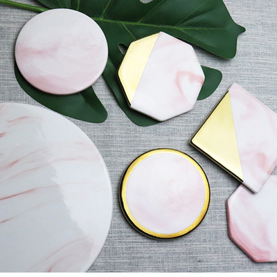 Northern Europe ins Marbling Coaster originality ceramics Coaster electroplate Marble Coaster Cork mat Palette