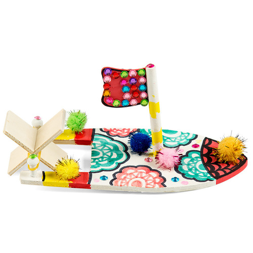 木质帆船彩绘木船白坯模型儿童绘画涂色diy手工幼儿园创意玩具