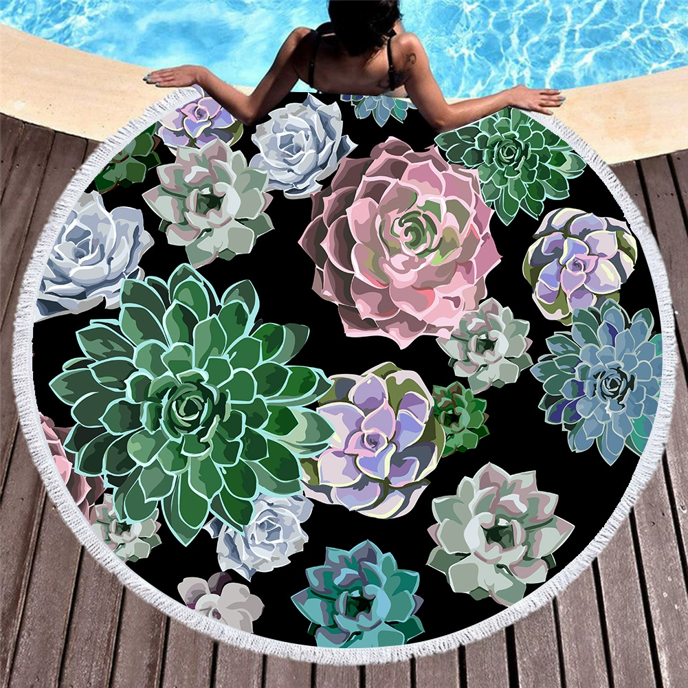 В наличии Европейский и Американский Круглый печати пляжное полотенце микрофибры цифровой печати пляжное полотенце производителей суккулентов растений
