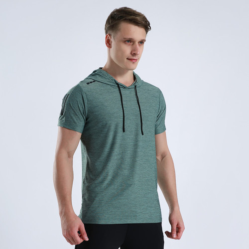 Hunter Star Hooded Short Sleeve Quick-Drying Breathable Fitness Wear T-Shirt Men's Running Training Sports Leisure Wholesale M001