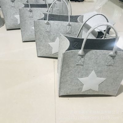 广告促销亚马逊爆款毛毡购物袋创意毛毡包手提收纳袋定制logo