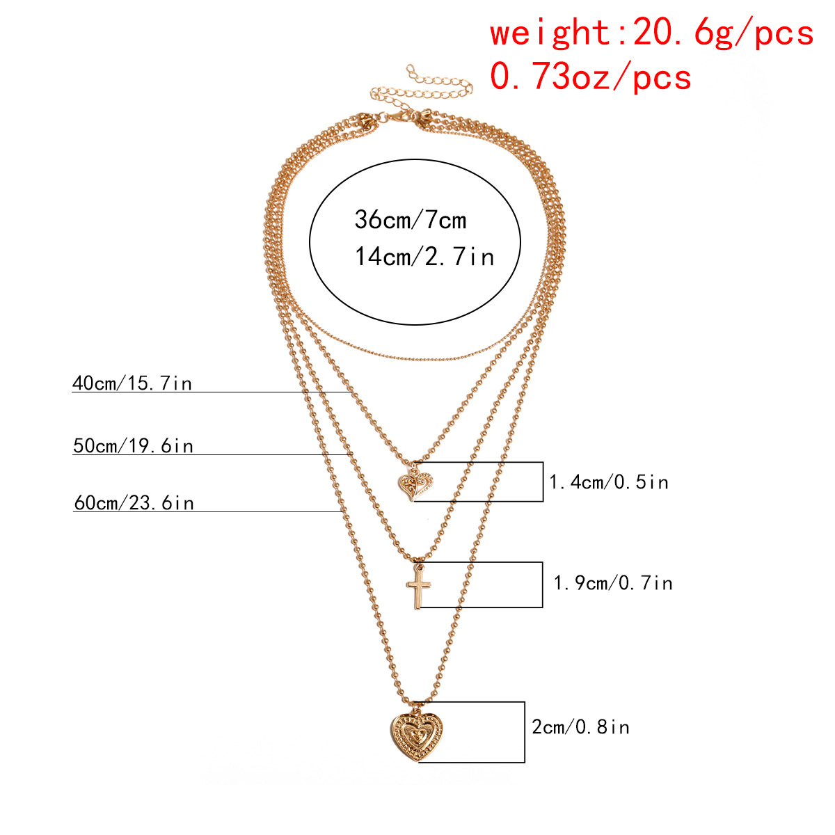 Geometric Multi-layer Temperament Item Female Round Bead Chain Heart-shaped Hollow Pendant Necklace display picture 4