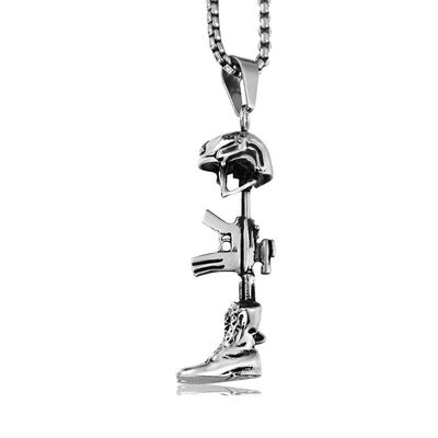 Stainless Steel Necklace Men Pendant Cross border New products Accessories Occident fashion personality Boots Machine gun Pendant wholesale
