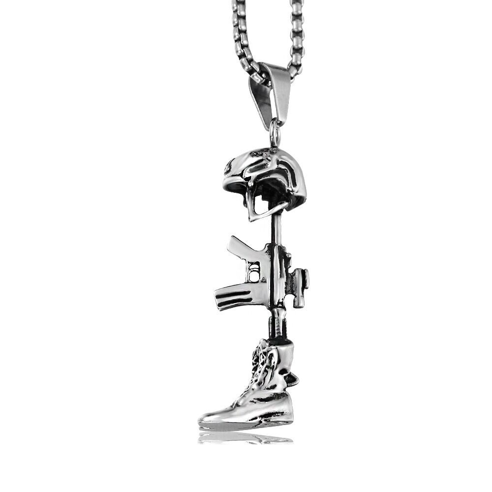 Stainless Steel Necklace Men Pendant Cross border New products Accessories Occident fashion personality Boots Machine gun Pendant wholesale