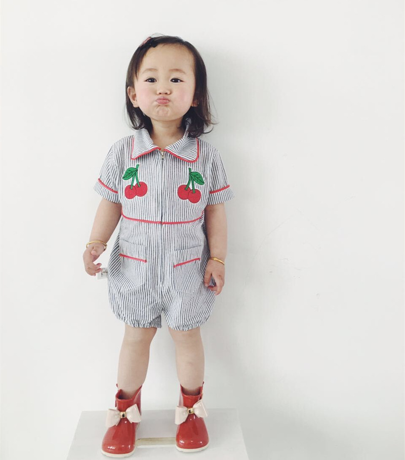 men and women summer Korean Edition Children stripe Two piece set children Home Furnishings baby Climbing clothes