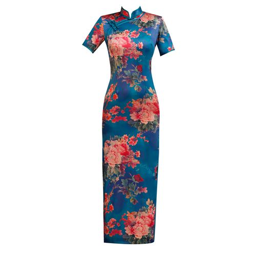 Chinese Dresses Qipao for women robe chinoise cheongsam A long retro cheongsam dress with a sleeveless stand collar banquet dress