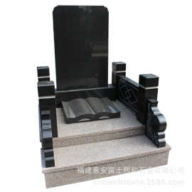 湖南益阳市墓碑设计  深色花岗岩石碑瓷像图片  青石汉白玉墓碑