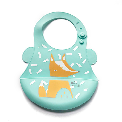Baby Food-Grade Silicone Meal Pouch Children's Eating Pouch Waterproof Wash-Free Cartoon Bib Adjustable Drool Pouch