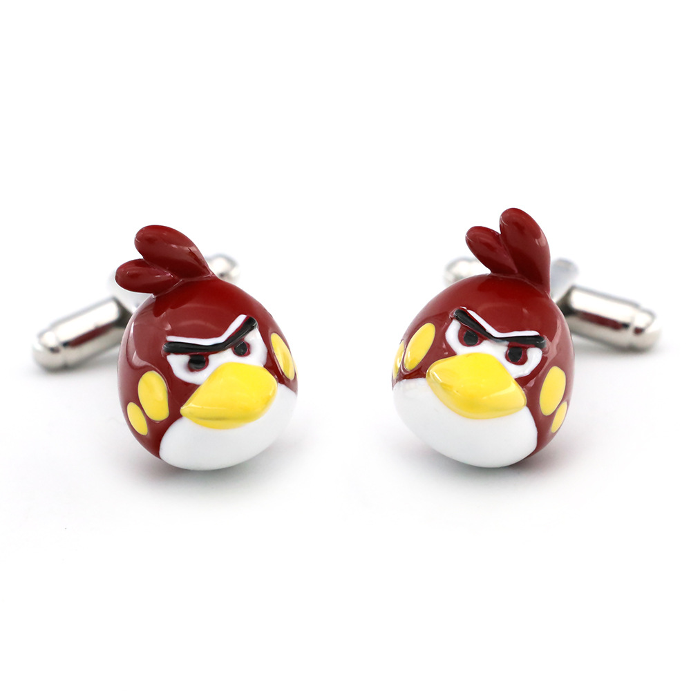 [Quality coloring without foaming] Men's French shirt cufflinks animal-shaped red bird cufflinks in stock