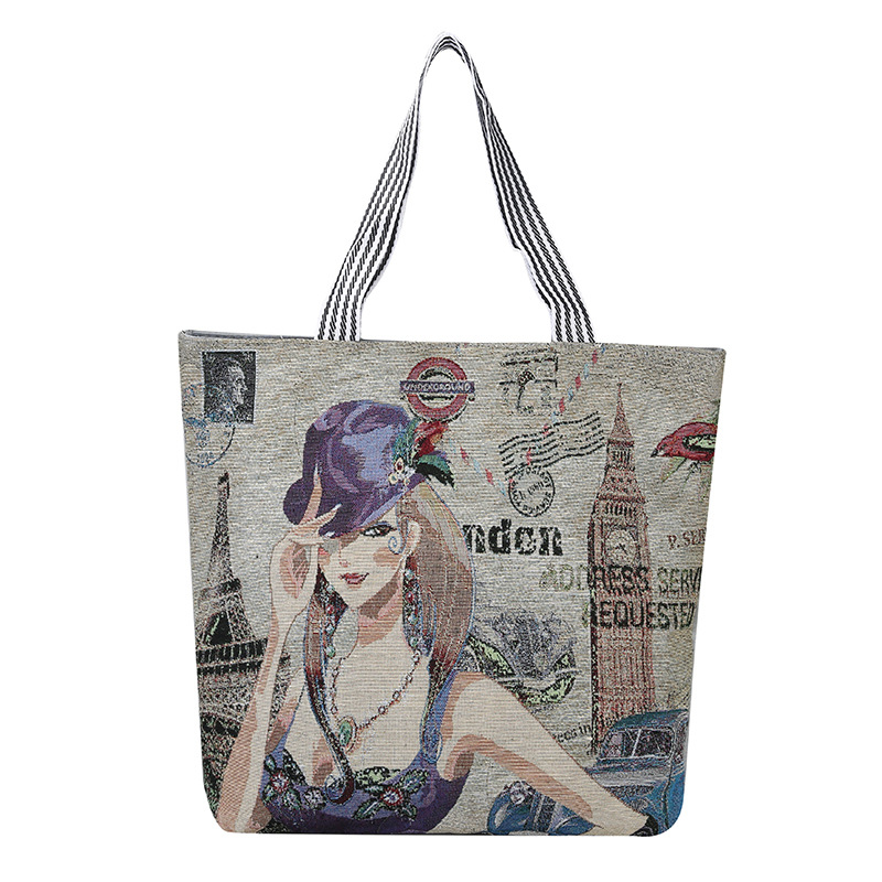 Femmes Style Ethnique Lettre Toile Sac De Courses display picture 3