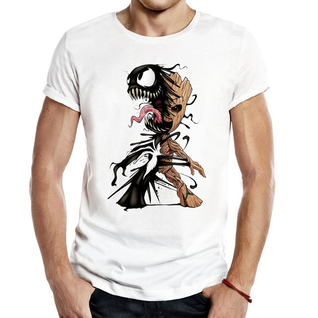 2022 poison Groot Galaxy guard printed round neck white T-shirt men's and women's foreign trade in stock Amazon
