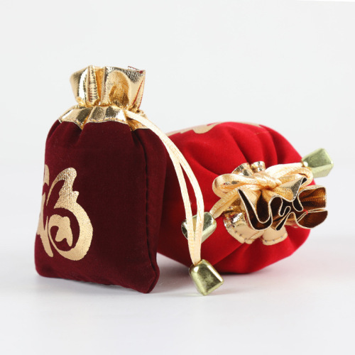 Jewelry Accessories and Ornaments Bundle Storage Felt Bag Gift Bag Rosary Embroidery Drawstring Small Fabric Bag Wholesale Customization