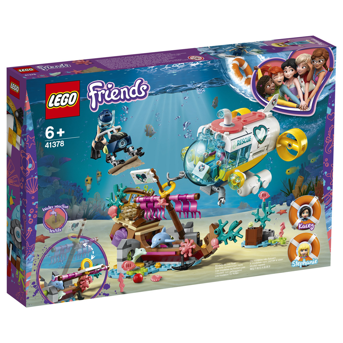 Sản phẩm mới trong tháng 7 Đồ chơi trẻ em LEGO Friends 41378 Submarine Dolphin Rescue Team Đồ chơi trẻ em