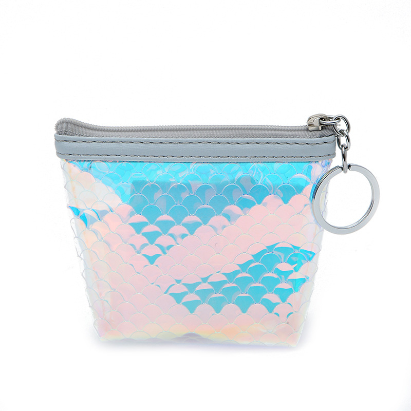 Hot Sale Laser Fish Scale Pattern Colorful Coin Purse Pvc Semi-circular Wallet display picture 2