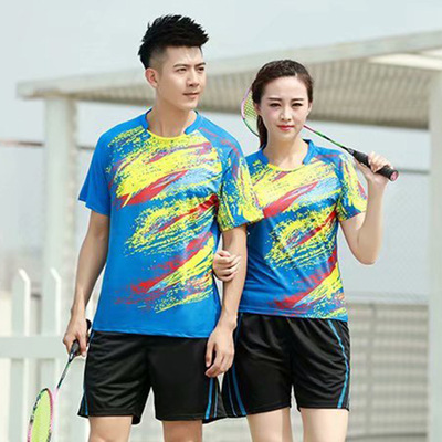 19 Autumn new pattern men and women University fashion Short sleeved Tennis clothes suit ventilation badminton match train Jersey