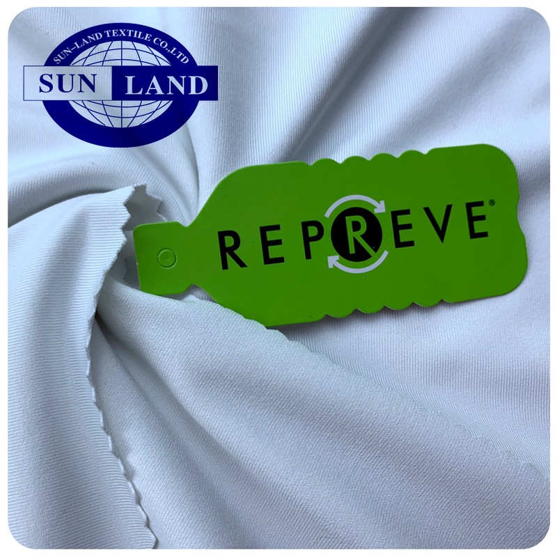 再生涤氨弹力汗布 塑料瓶回收面料 优富再生纱 供应吊牌 厂家纬编