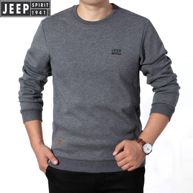 JEEP SPIRIT новая осенне-зимняя футболка с круглым вырезом и длинными рукавами пуловер свитер на флисовой подкладке мужской 15014